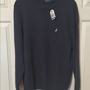 Nautica Blue Crewneck Sweater Classic Knit